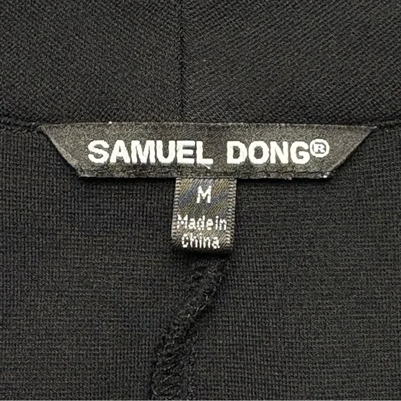 Samuel Dong Knit Flared Swirl Dress Or Duster Size M Full Zip Front Black - Picture 6 of 8